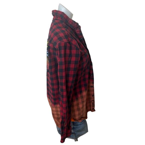 Ford Mustang Plaid Flannel Shirt Shacket MEDIUM Oversize One of a Kind Grunge - Picture 3 of 6